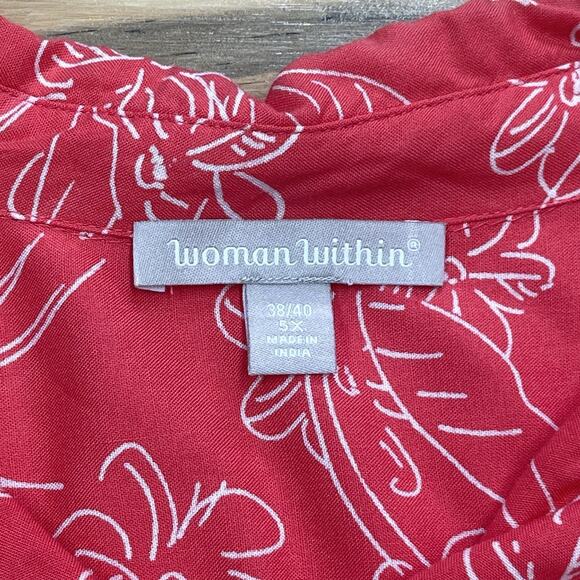 Woman Within Floral Button Down Blouse Top Size 5X Blue Lightweight Flowy Office - Picture 3 of 11